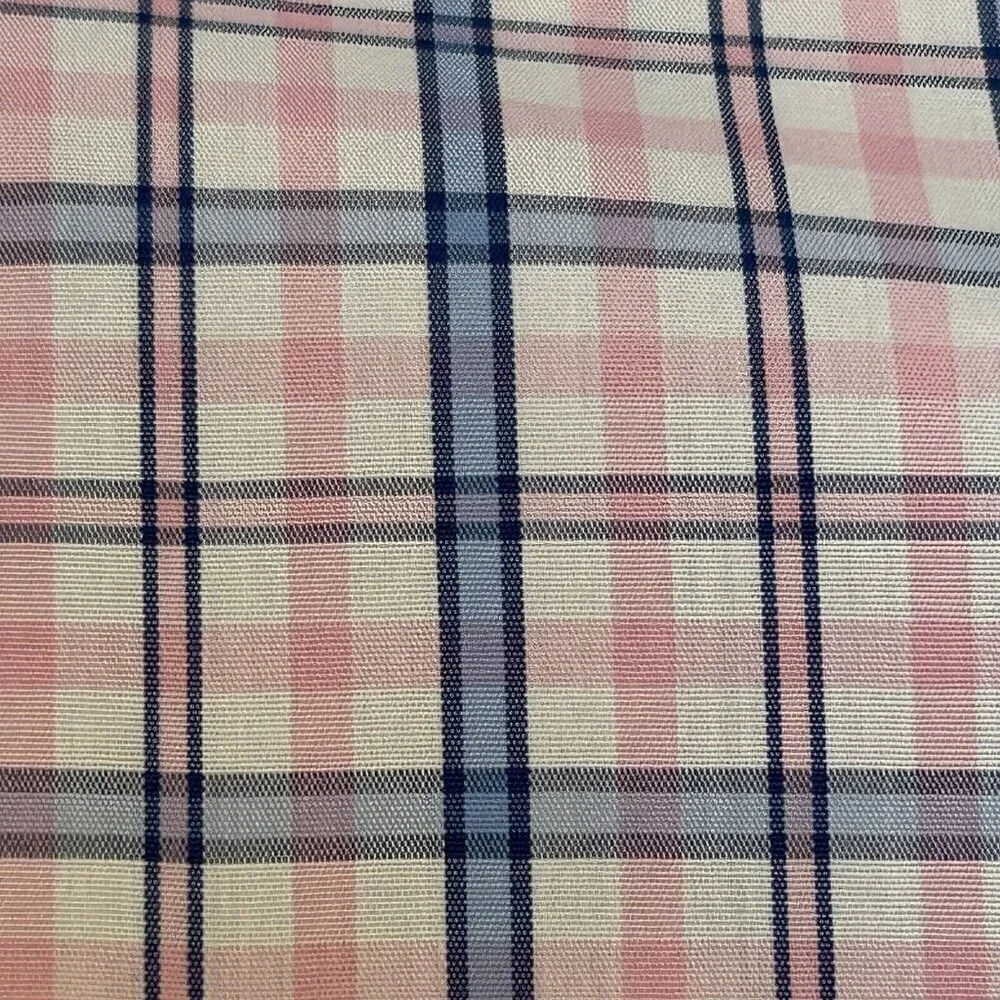 Brooks Brothers 346 Shirt Mens Medium Plaid Pink Blue Button Up Camp Casual